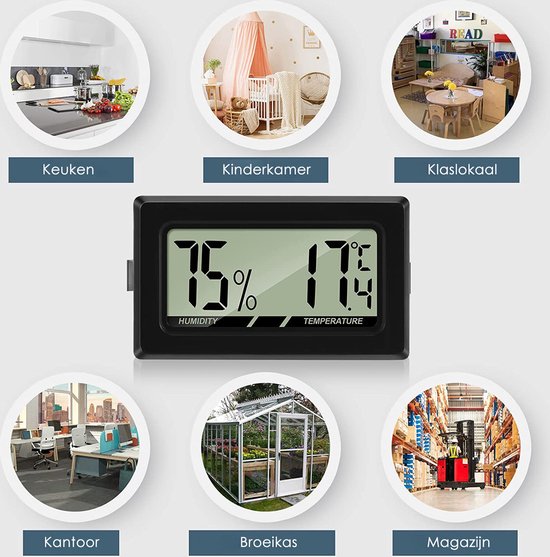 Mini Thermometer met Hygrometer - Incl - Hygrometer binnen - Thermometer binnen