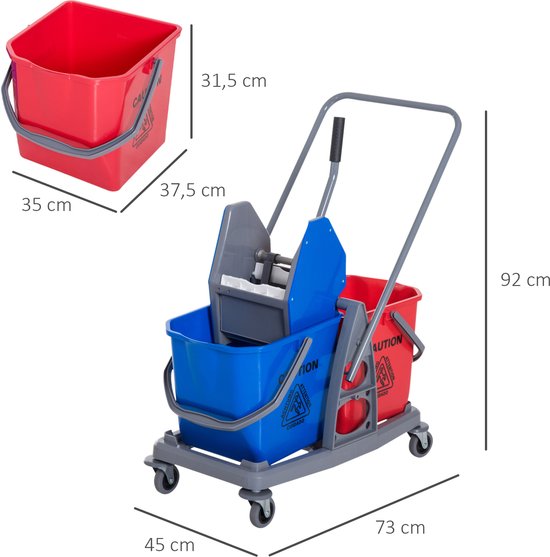 Schoonmaakkar Rolemmer met Wringer - 26 Liter capaciteit