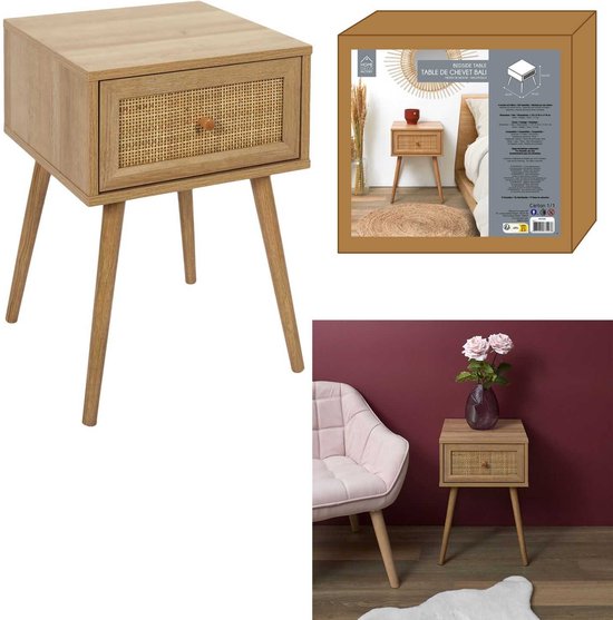 4goodz Nachtkastje Bali Bohemian met lade 39x39x55 cm - Bruin