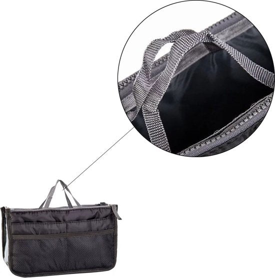 Handtas organizer - Bag in Bag - 11 ruime vakken - Zwart - 29 x 9 x 17 cm - Tasorganizer