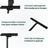 AKSA Home® Vloertrekker met Raamwisser - Douchewisser - Trekker Douche - RVS Vloerwisser - met Steel - Zwart