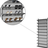 Schoenenrek Hangend - 10 Laags - Zwart - Zilver - Hangende Schoenenkast voor aan Deur - Opbergsysteem voor Schoenen