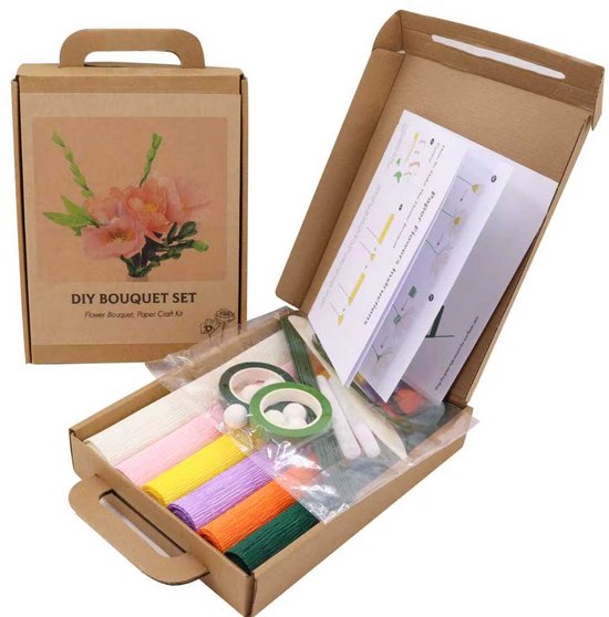 DIY Bloemen Knutselset van Crêpepapier – Maak Zelf Papieren Bloemen & Boeket – Creatieve Hobby Set voor Volwassenen & Kinderen – Inclusief Instructies