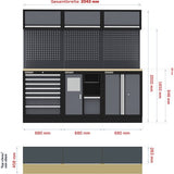 Feistos Gereedschapskast Apollo 11 - 46x204x200cm - Grijs/zwart
