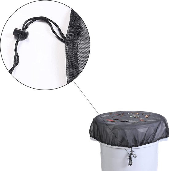 Regenton net - Zwart - Universeel tot 90 cm - Regenton Hoes - Regenton Afsluitnet - Afsluiter Regenton