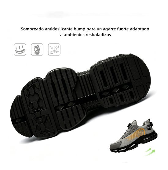 Veiligheidsschoenen Heren - Maat 43 - Stalen Neus & Anti-Perforatie Zool - Lichtgewicht & Ademend - Anti-Slip Werkschoenen met Draaisluiting - Grijs