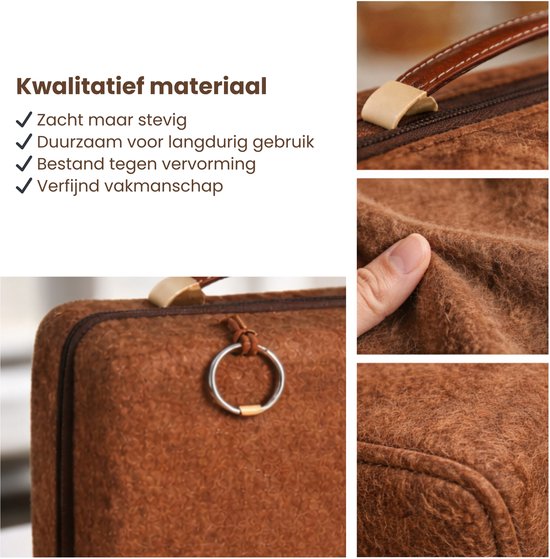 Luxe Laptoptas Organizer – Aktetas met Handvat – Documentenmap voor Laptop, Tablet & Accessoires – Zakelijke Opbergtas – Bruin