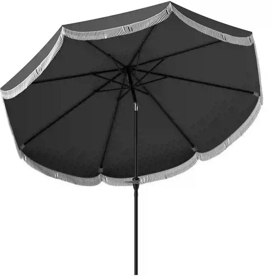 Kantelbare Parasol met Volant 269 cm doorsnede - Donkergrijs