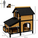 Kattenhuis Kattenhut met Bloembak - 96x65x85 cm - Geel + Zwart