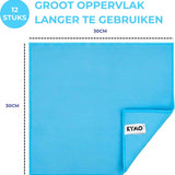Kymo Blauwe Microvezeldoekjes - 12 Stuks 30 x 30 cm - Wasbaar - Schoonmaakdoekjes - Schoonmaak Auto - Stoomreiniger - Tapijtreiniger