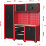 Feistos Gereedschapswand Hoog Juno 2- 46x198x198 cm - Zwart/Rood