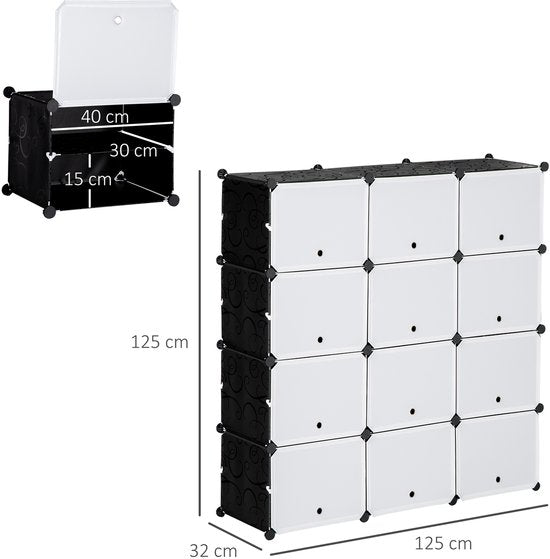 4goodz Schoenenkast Opbergbox met 12 Kubussen - Schoenenrek 850-169WT
