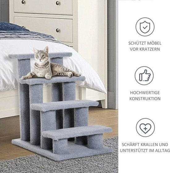 Huisdierentrap Katten- en Hondentrap 4 treden 63,5x43x60cm Grijs
