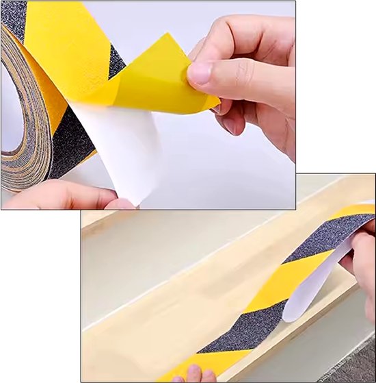 24ME® - Geel-Zwarte Antislip Waarschuwingstape – 5cm x 10 Meter – Veiligheidstape voor Trappen, Bedrijven of Thuis