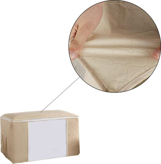 Hoogwaardige Opbergtas voor kleding - Wit - Organizer voor Dekbed - Opbergzak - Opberger voor Seizoenskleding - Zak om ruimte te besparen - Opslag voor dekbed en kleding - Bescherming voor Kleding - Oplossing voor Winterjassen