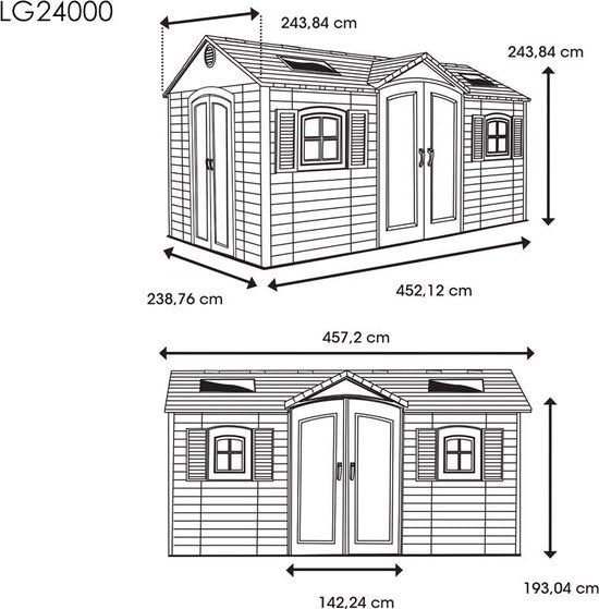 Lifetime - LG24000 - Tuinhuis - Tuinschuur - 244 x 244 x 457 cm