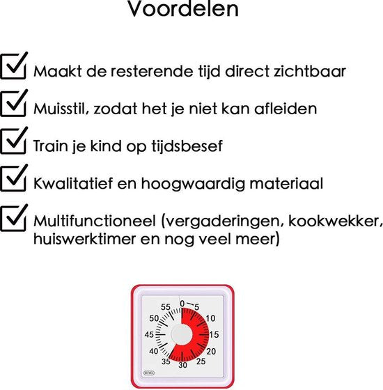 Leerklok voor Kinderen - Timer voor Kinderen - Timer Klok - Klok - Klok