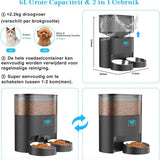 Automatische Voerbak - Kat en Hond - 2-in-1 Voerautomaat - Voerautomaat - Voice Recorder & Timer - Smart App Besturing - Voerdispenser - 6L - Zwart - Honeyguardian