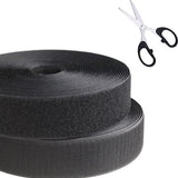 Klittenband Zelfklevend 25 meter - Klittenband zelfklevend Zwart - Klittenband - Zelfklevend Klittenband - Klittenband Rol - Klittenband met schaar