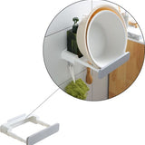 Badkamerrek Uitschuifbaar - Zelfklevend - 25 x 20 x 5 cm - Wit - Grijs - Handdoekrekje - Badkamer Organizer - Ruimte Besparende Opberger