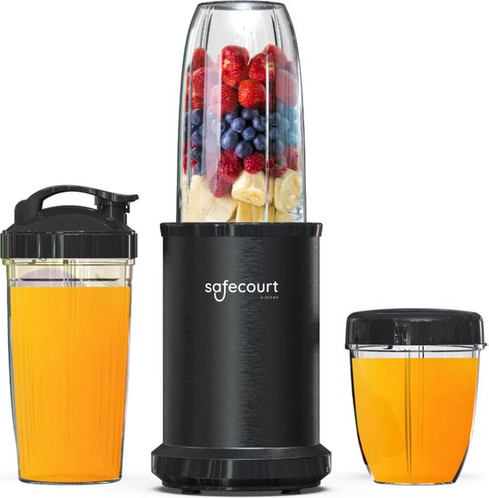 Safecourt kitchen - Smoothie Blender - Blender 1200W - Smoothie Maker - Inclusief to go bekers - Zwart