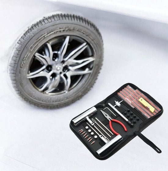 Banden Reparatieset - Complete Set - Proppenset - Inclusief Handige Opbergtas - Reparatieset voor Motor, Brommer of Auto - Bandenreparatieset Auto - Autobanden Reparatie