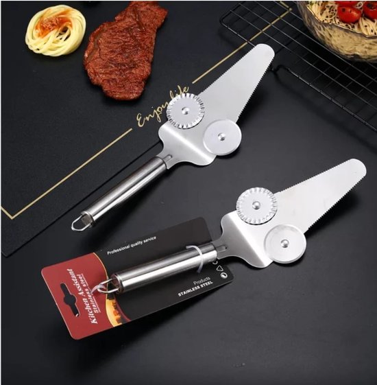 Pizzames 2 stuks - Pizzasnijder - Taart snijden - BBQ - Keuken - Multifunctioneel - Vaatwasser bestendig - RVS - Taartmes - Taartschep - Pizza Snijder - Pizza Mes - Pizza Roller - Pizza - Deegsnijder - Pizzasnijder - Professioneel