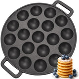 Chefino Poffertjespan Gietijzer 24 cm – 19 Poffertjes Tegelijk – Geschikt voor Gas, Inductie, Keramisch en Oven – BPA-vrij, Anti-aanbaklaag