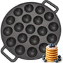 Chefino Poffertjespan Gietijzer 24 cm – 19 Poffertjes Tegelijk – Geschikt voor Gas, Inductie, Keramisch en Oven – BPA-vrij, Anti-aanbaklaag