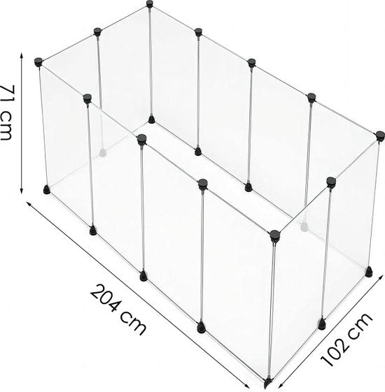 Kattenren voor Binnen - 204 x 102 x 71 cm - Konijnenren - Puppyren - Knaagdierenren - Ren voor Kitten en Puppy - Verstelbaar - Op Maat te Maken