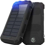 Powerbank 20000 mAh – Zwart - Draadloze Zonne-energie Powerbank met LED-indicator – Outdoor Waterdicht – Zwart - USB Snellader – Powerbank voor Smartphone & Tablet - powerbank 20000 mah draadloos