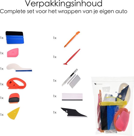 Car Wrap Gereedschapset - 11 Delig - Car Wrap Folie Set - Ramen Blindeer Folie Gereedschap