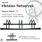4toolz stabiel stalen fietsenrek voor drie fietsen - Zwart