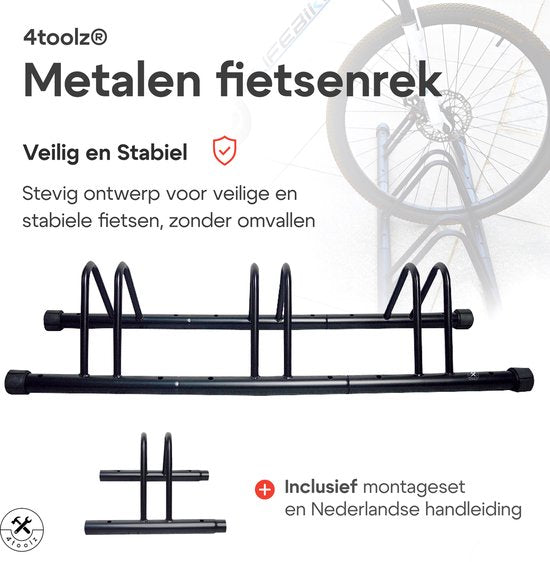 4toolz stabiel stalen fietsenrek voor drie fietsen - Zwart