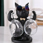 Franse Bulldog Beeld – Chique Decoratief Beeld – Wijnfleshouder - Zwart Goud - Resin - Wijnrek - Art Sculptuur