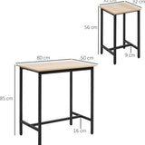 Bartafelset in industrieel design, 3-delig, 1 tafel, 2 krukken, Zwart + Natuur