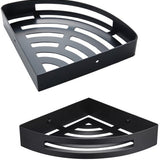 Hoek Doucherek Zwart – Badkamer Hoekplank met Schroefmontage – Roestvrij & Waterafvoer – 22 × 22 cm