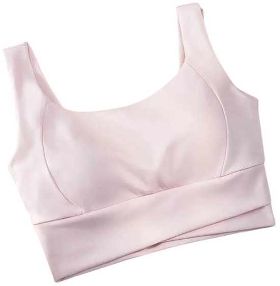 SparkNine Flexaura sport BH - stijlvolle sportbeha - ingebouwde pads - S - roze - high support ondersteuning - cross design