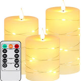 NovaWare LED Kaarsen met Bewegende Vlam - Set van 3 - Kaarsen op batterijen met afstandsbediening – Elektrische Kaarsen - Flikkerende vlam - Oplaadbaar - Timer en Dimfunctie - Ivoor