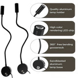 DMG Supply Bed Leeslampjes - Set van 2 - Mat Zwart - Dimbaar - Leeslamp - Wandlamp - Hoofdbord