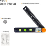 Vesfy Zwaaihaak Digitaal met Waterpas - 320mm - 360 Graden - Hoekmeter - Blokhaak - Winkelhaak