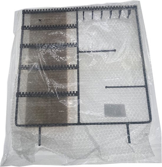 Sieradenhouder met Houten Bodem – Metalen Sieradenrek voor Kettingen, Oorbellen & Armbanden – Industrieel Design – Organizer voor Sieraden – Zwart & Hout