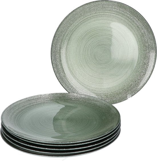 6-persoons Green Jem Servies Glas - 12 delig Servies - Groen