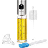 Oliespray Fles 90 ml – Olijfolie Spray met Fijne Nevel – Olieverstuiver met Maatverdeling – Inclusief Trechter, Reinigingsborstel & Siliconen Bakkwast – Voor Airfryer, BBQ en Salade