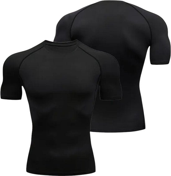 SparkNine Aeroflex heren sport t-shirt - strakke & aansluitende fit - M - zwart - ademend & sneldrogend - elastisch