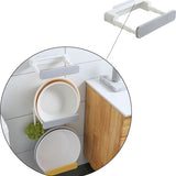 Badkamerrek Uitschuifbaar - Zelfklevend - 25 x 20 x 5 cm - Wit - Grijs - Handdoekrekje - Badkamer Organizer - Ruimte Besparende Opberger