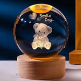 DMG Supply 3D Kristallen Bol Lamp - USB Oplaadbaar - LED Lamp - Nachtlamp - Tafellamp - Bureaulamp