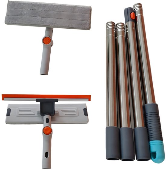 Telescopische Raamwisser Set – Raamreiniger met Uitschuifbare Steel – Inclusief Inwasser & Trekker – Voor Ramen, Dakramen & Badkamer