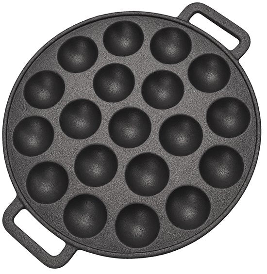 Chefino Poffertjespan Gietijzer 24 cm – 19 Poffertjes Tegelijk – Geschikt voor Gas, Inductie, Keramisch en Oven – BPA-vrij, Anti-aanbaklaag