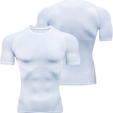 SparkNine Aeroflex heren sport t-shirt - strakke & aansluitende fit - XL - wit - ademend & sneldrogend - elastisch